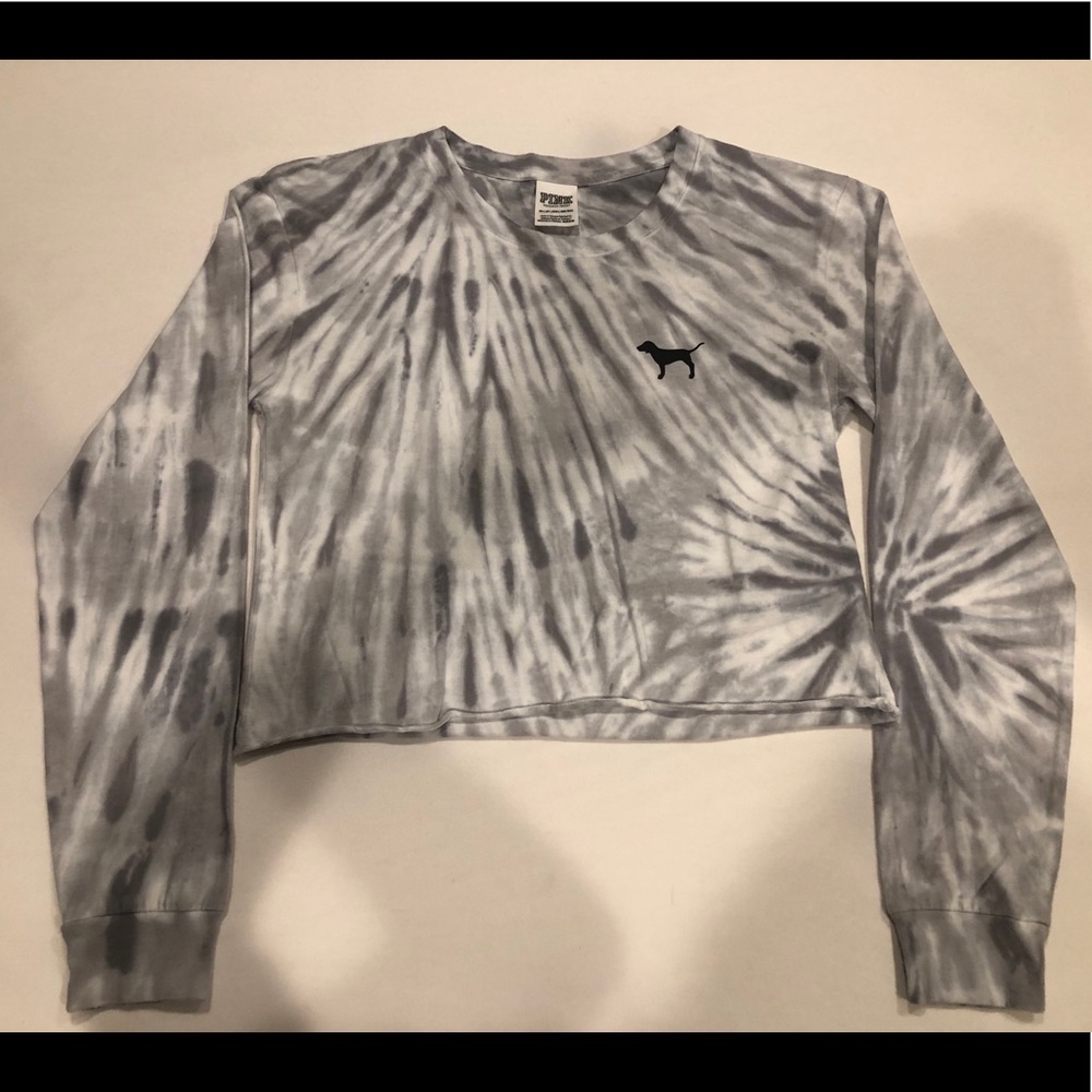 Pink Gray Long Sleeved Crop Top